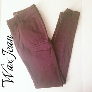 BURGUNDY WAX JEAN SKINNY JEANS